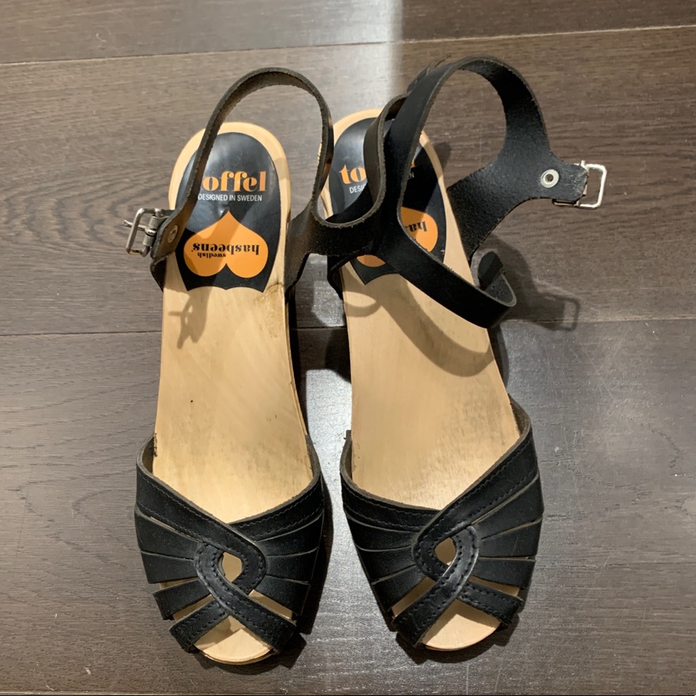 Swedish Hasbeens Black Sandals